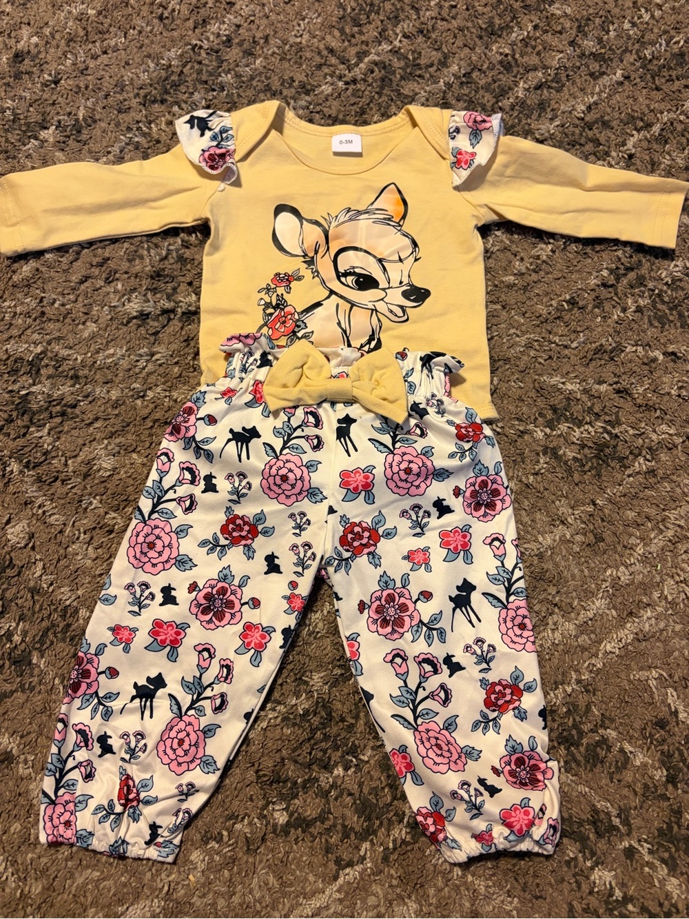 Yellow Bambi Floral Two-Piece Baby Set